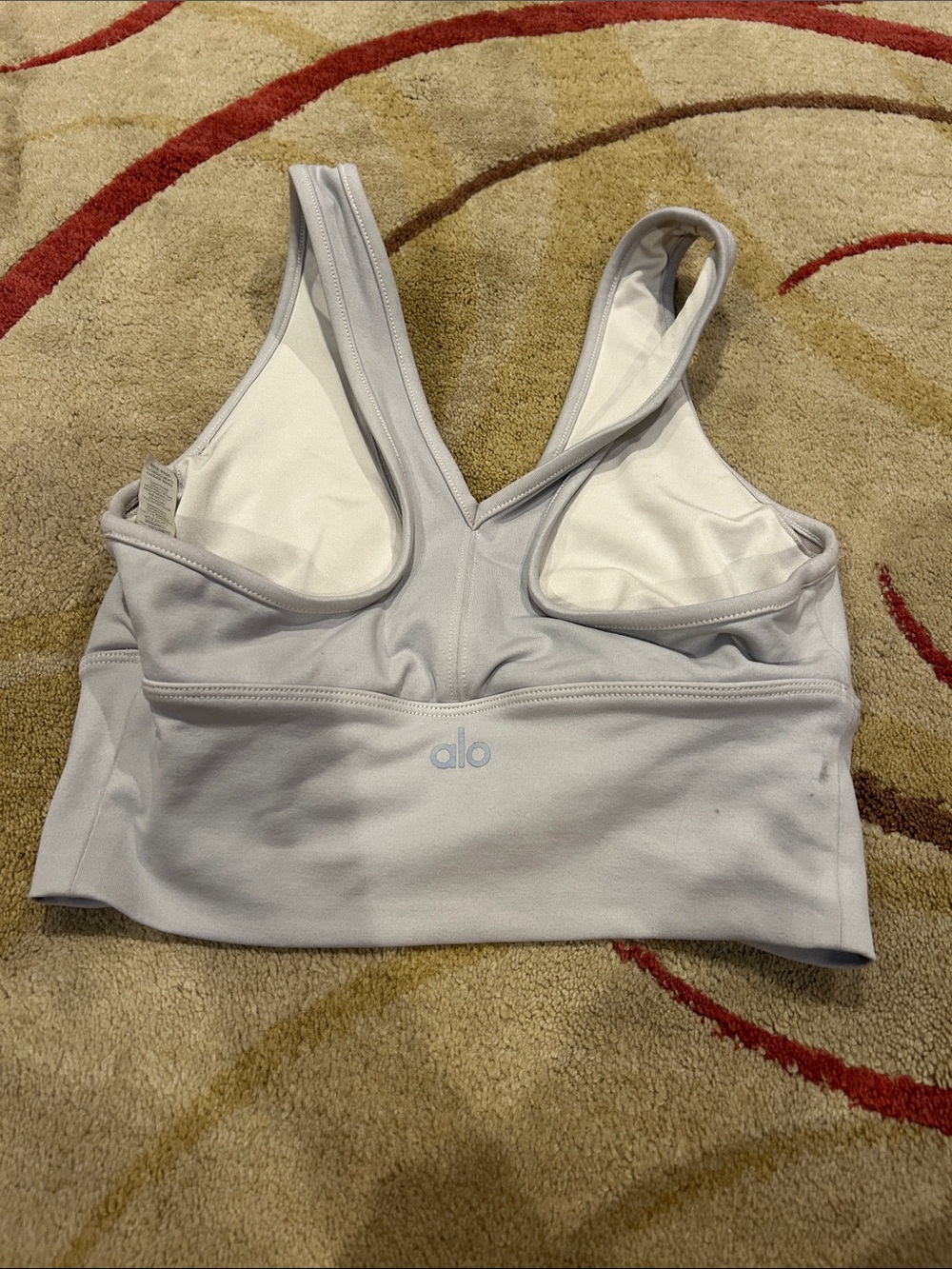 ALO Yoga Light Gray Ruched Racerback Sports Bra - Picture 3 of 3